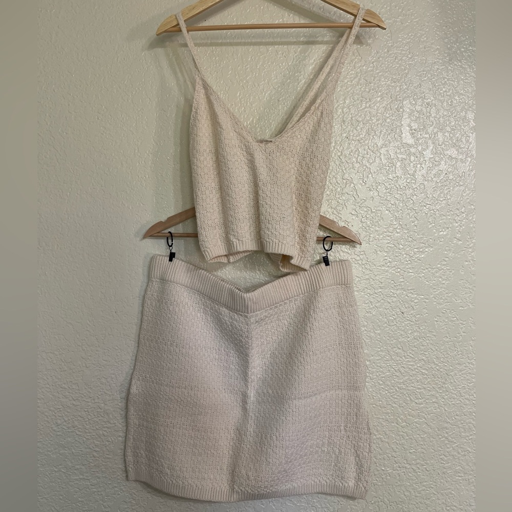 Wild Fable, Knit Coord Set, Top & Skirt in White, size 2XL